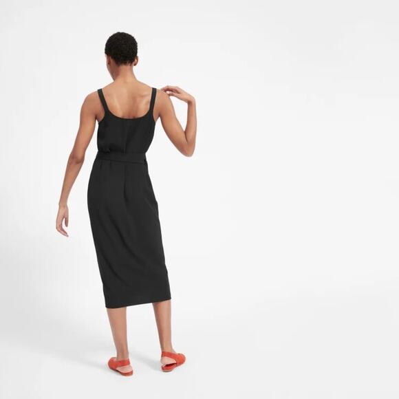 Everlane Japanese GoWeave Solid Black Tank Wrap Dress Size 0 - Picture 3 of 8
